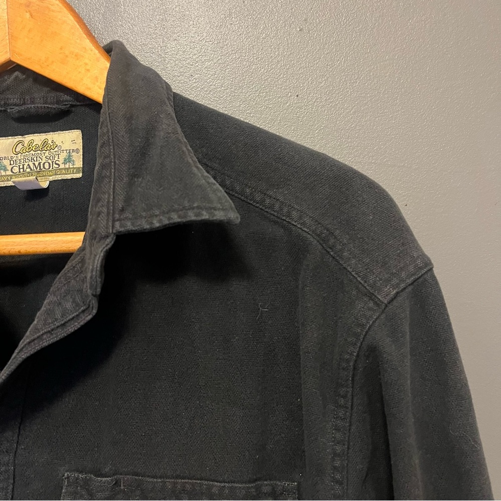 Vintage Cabela’s chamois deerskin soft button down shirt black L - Picture 5 of 11
